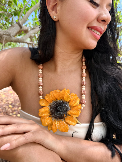 Golden Sunflower Statement Necklace