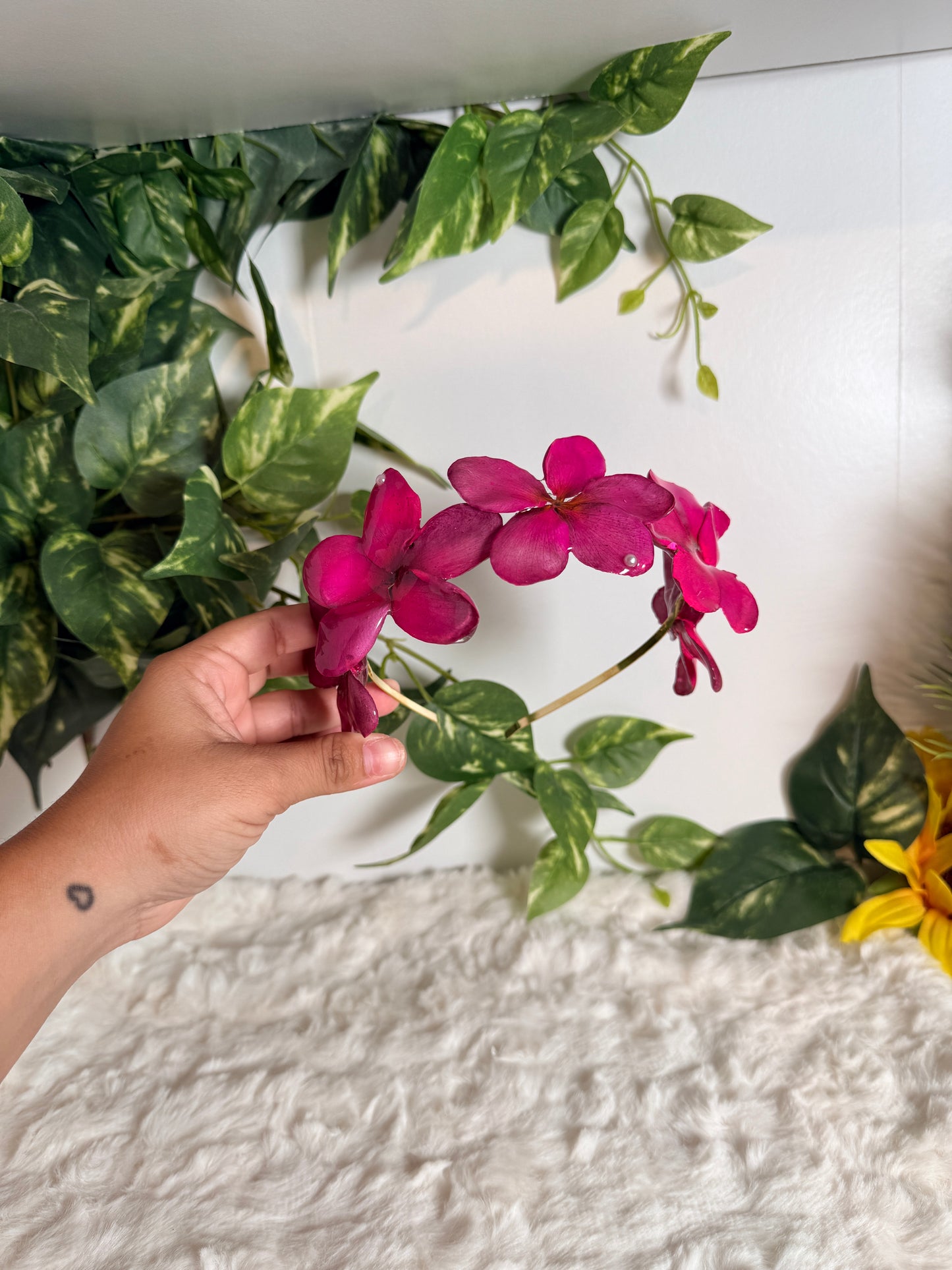 Fuchsia Plumeria Crown