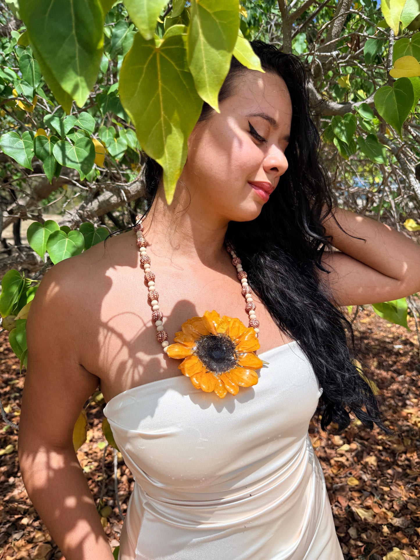 Golden Sunflower Statement Necklace