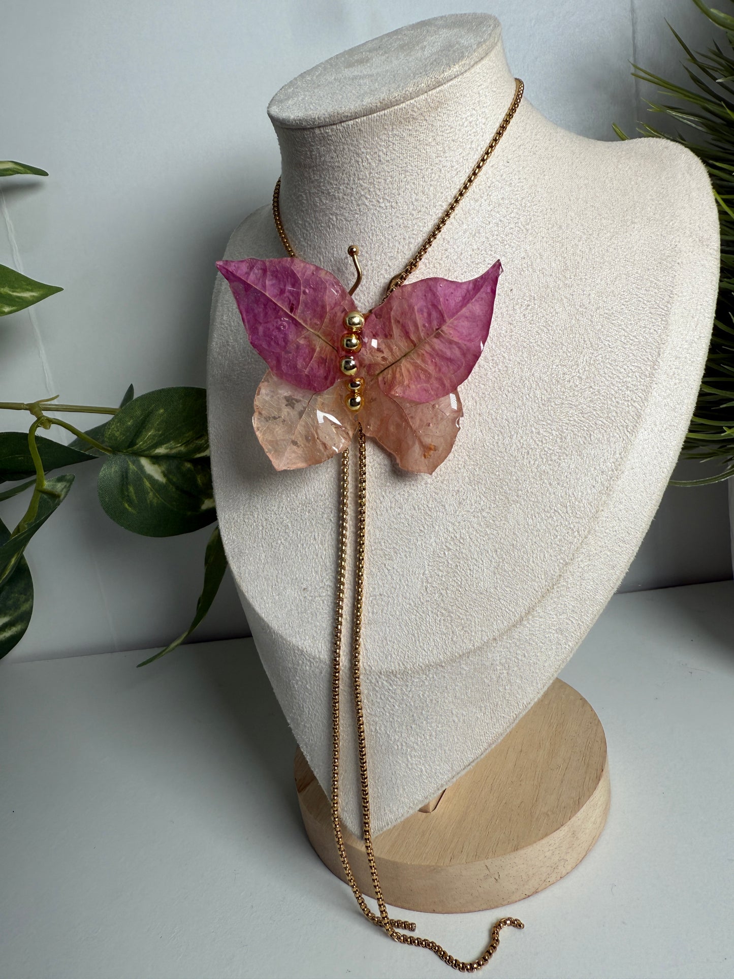 Bougainvillea Butterfly necklace