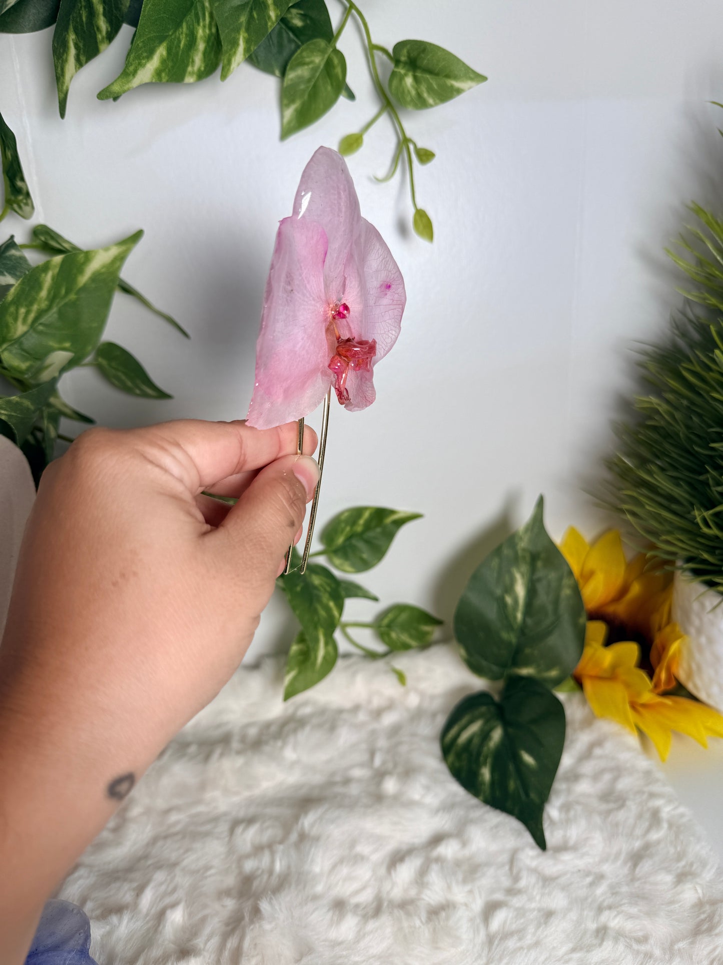 Rosé Petal Orchid Hair Fork