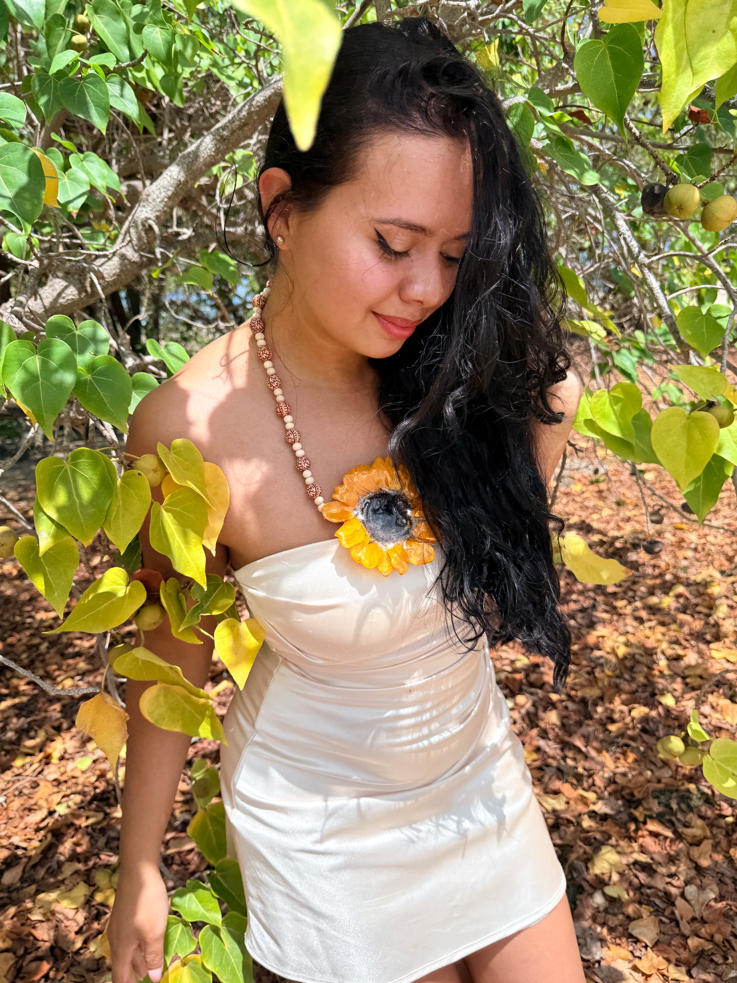 Golden Sunflower Statement Necklace