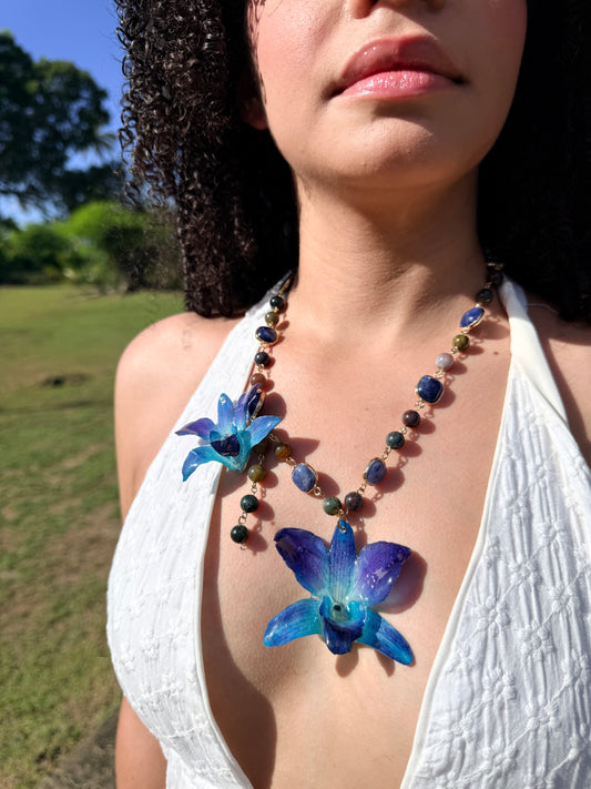 Blue Reverie Orchid Necklace
