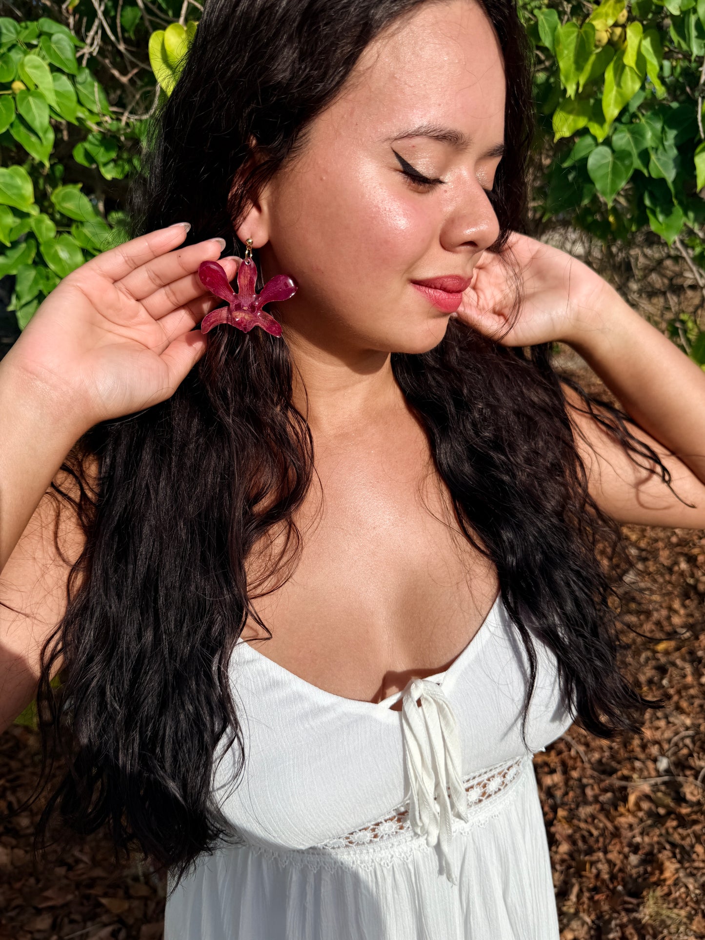 Dendrobium Orchid Statement Earrings