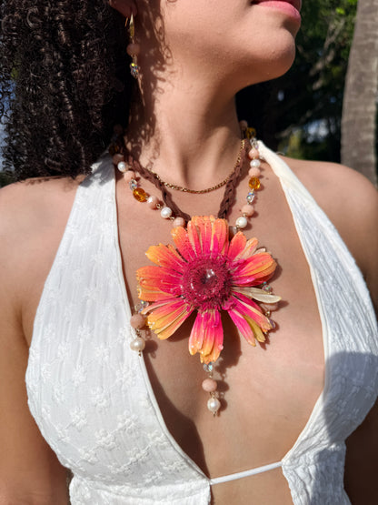 Sunset Gerbera Necklace