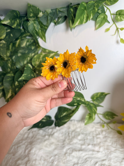Golden Sunflower Hair Comb