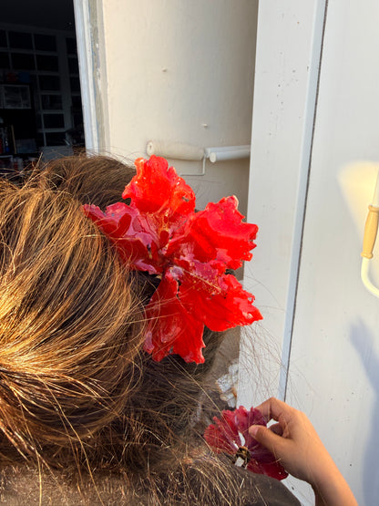 Red Exotic Poppy Hair Fork