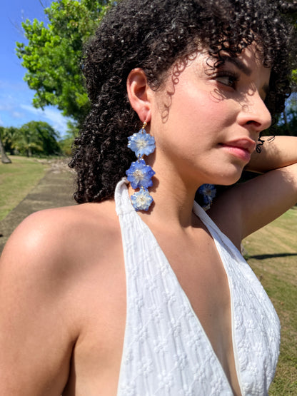 Blue Delphinium Cascade Earrings
