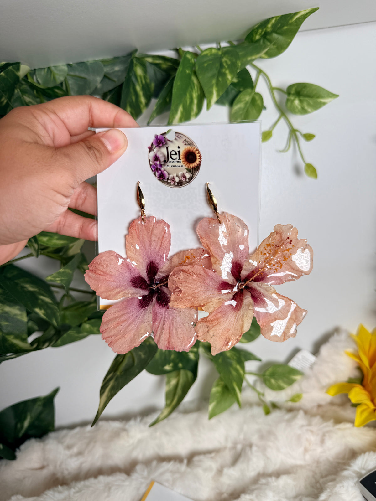 Blush Hibiscus Earrings