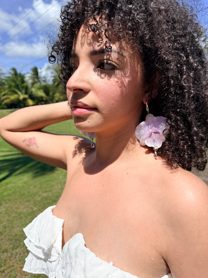 Purple Phalaenopsis earrings