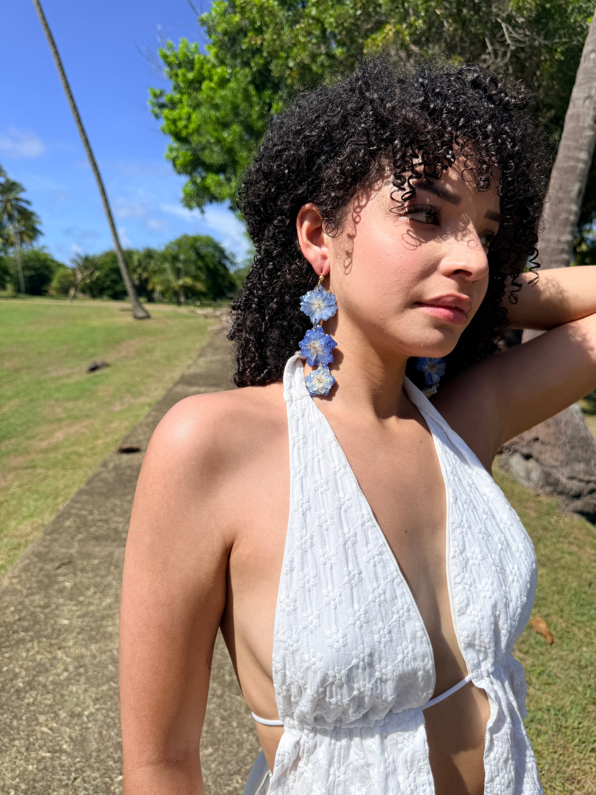Blue Delphinium Cascade Earrings