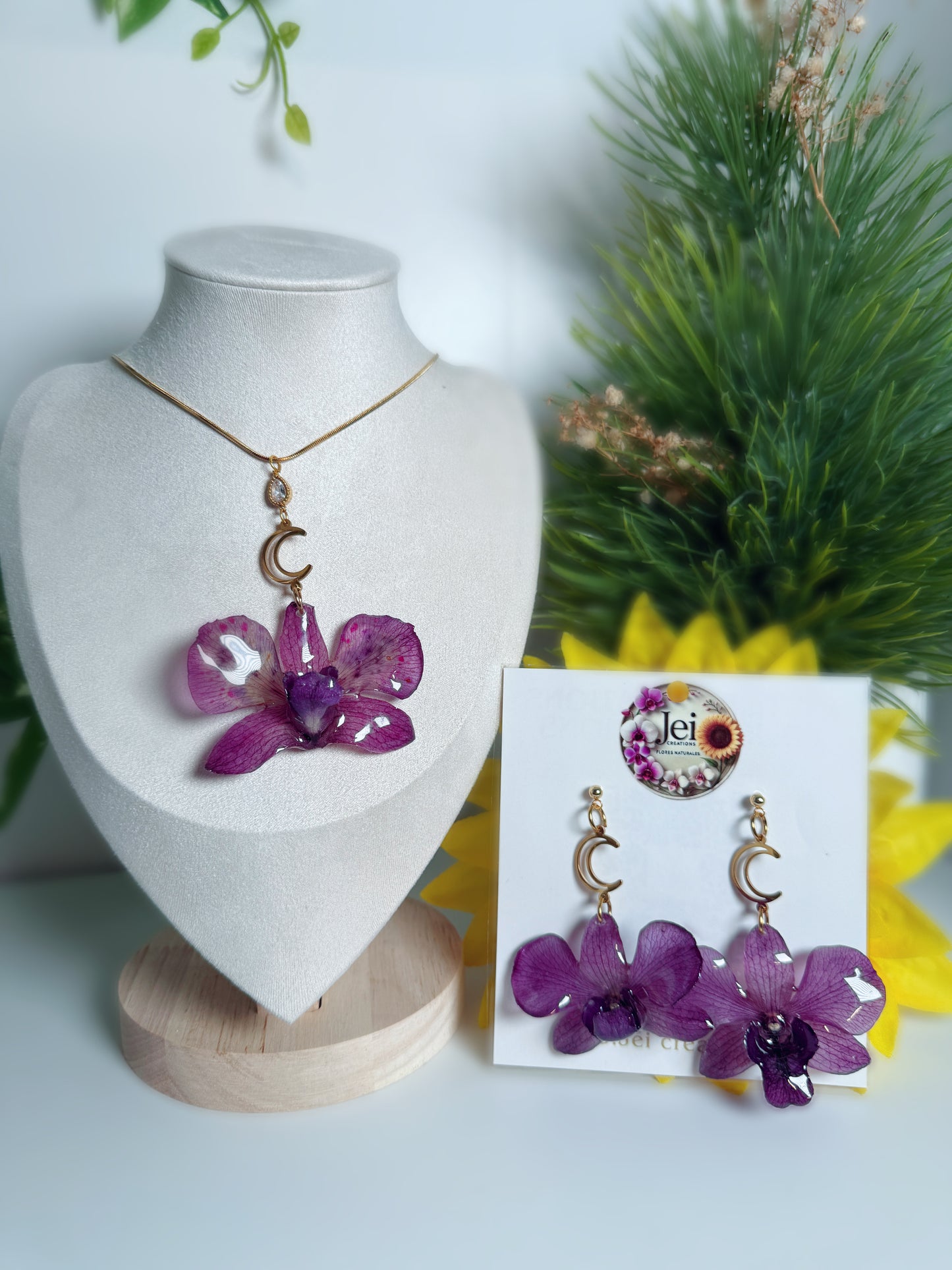 Purple Dendrobium orchid set