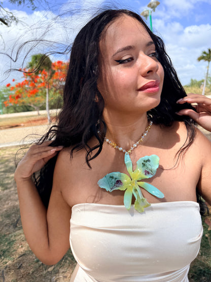 Cattleya Botanical Statement Necklace