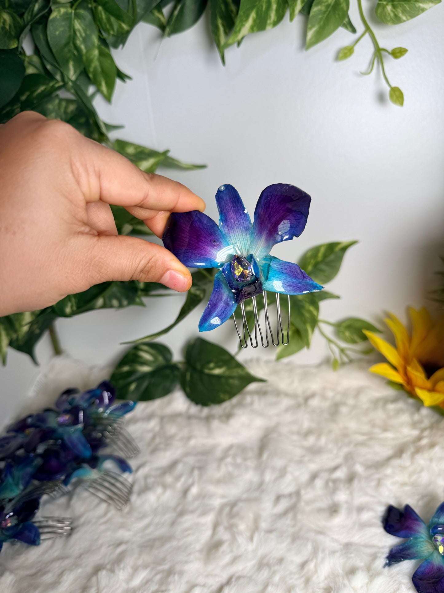 Blue Orchid Hair Comb