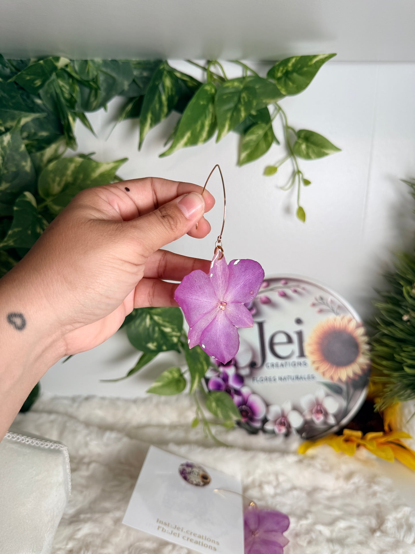 Lavender orchid Hoop Earrings