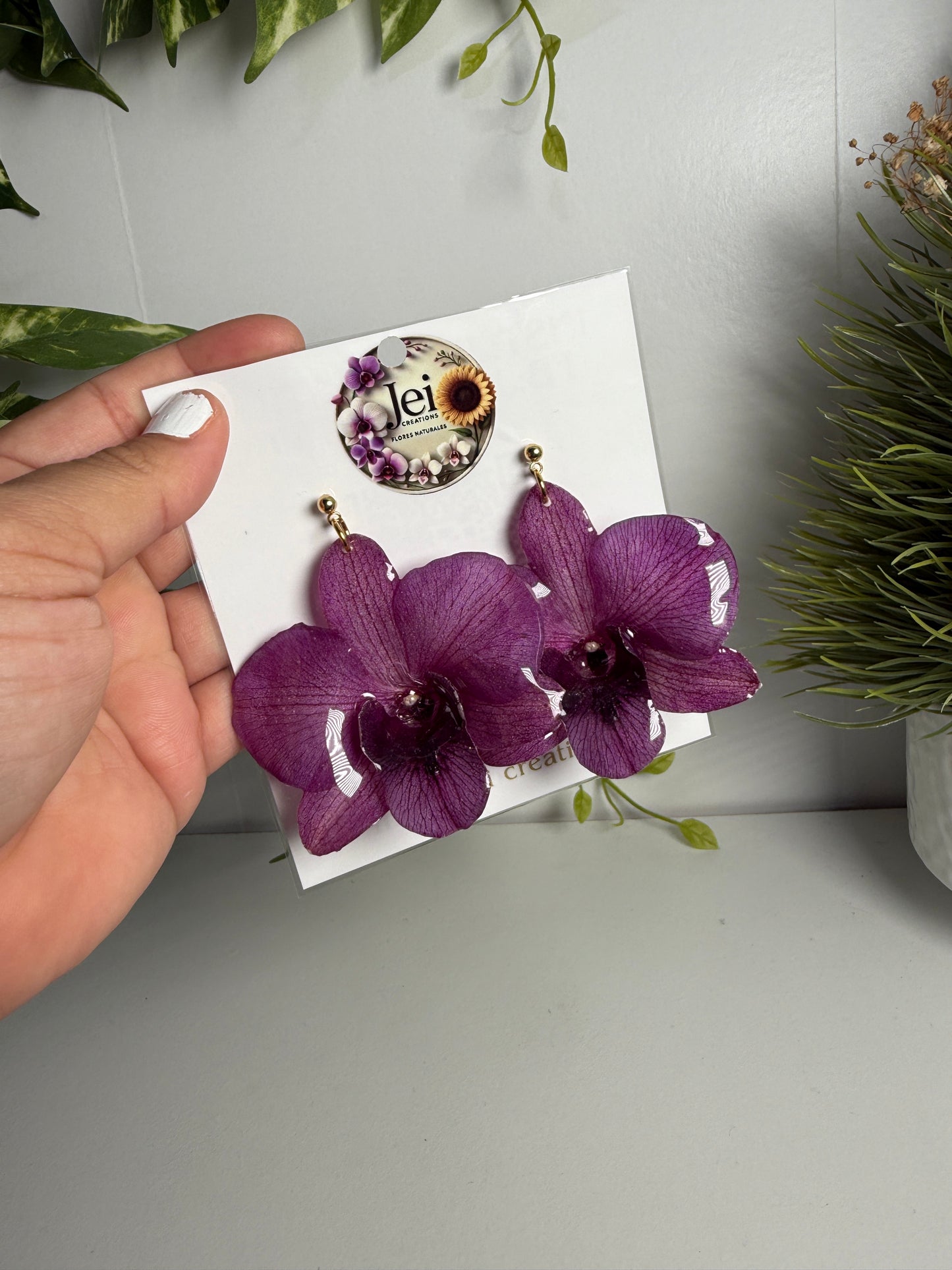 Big Dendrobium Orchid earings