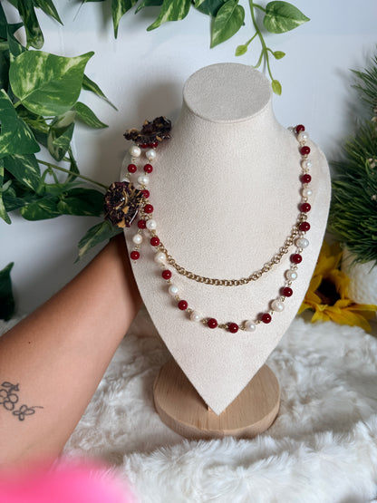 Crimson Rose Cascade Necklace