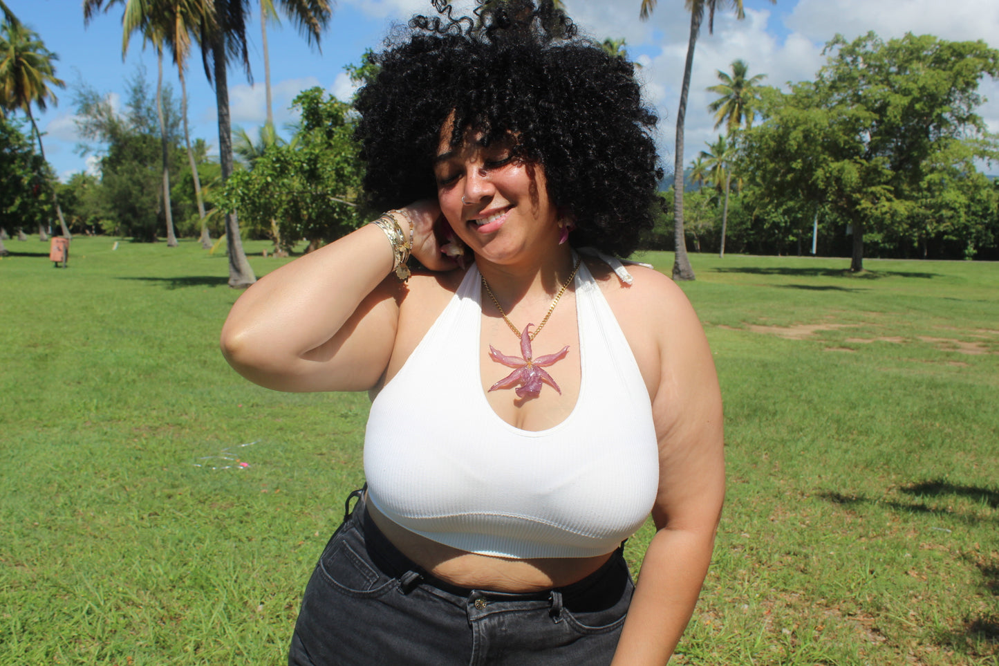 Spider big Orchid necklace
