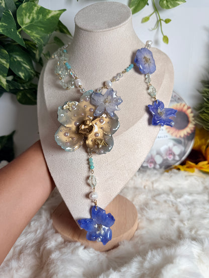Orquídea Vanda & Delphinium Necklace