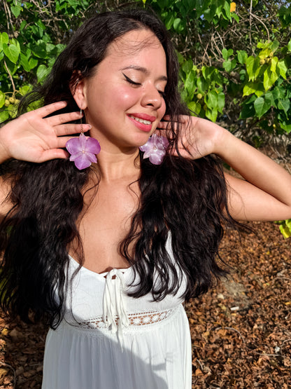 Lavender orchid Hoop Earrings