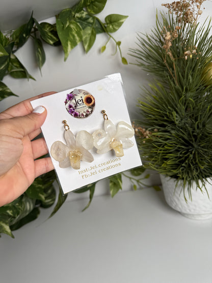 White Orchid earings