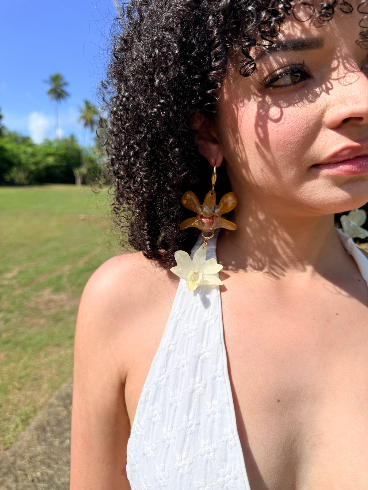 Golden Duo Orchid Earrings