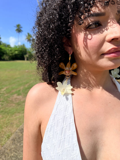 Golden Duo Orchid Earrings
