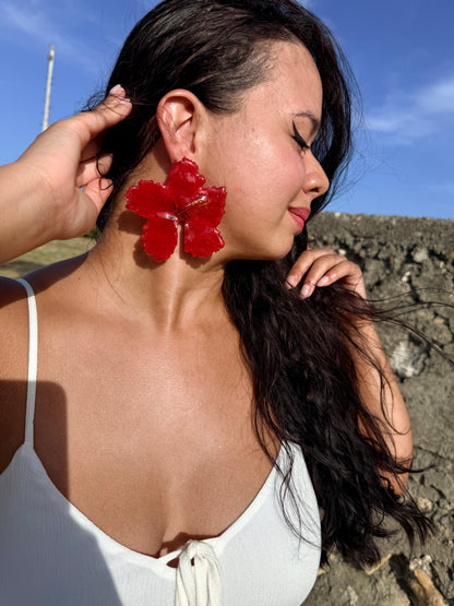 Red Poppy Stud Earrings(amapola)