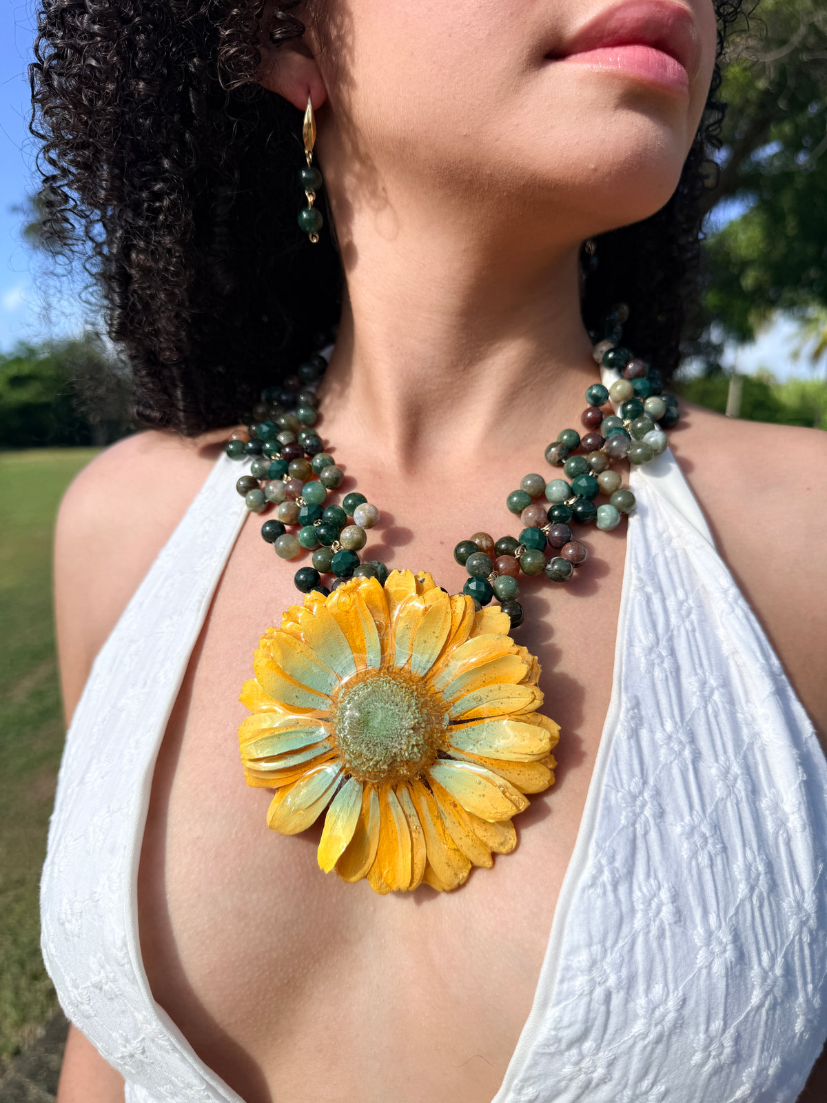 Golden Earth Gerbera Necklace