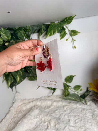 Red Mini Orchid Earrings