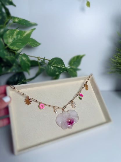 Dendrobium Orchid Charm necklace