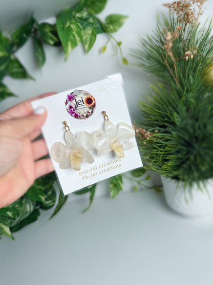 White Orchid earings