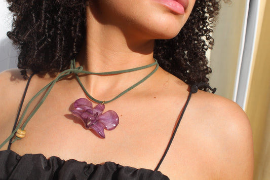 Purple Dendrobium Choker necklace