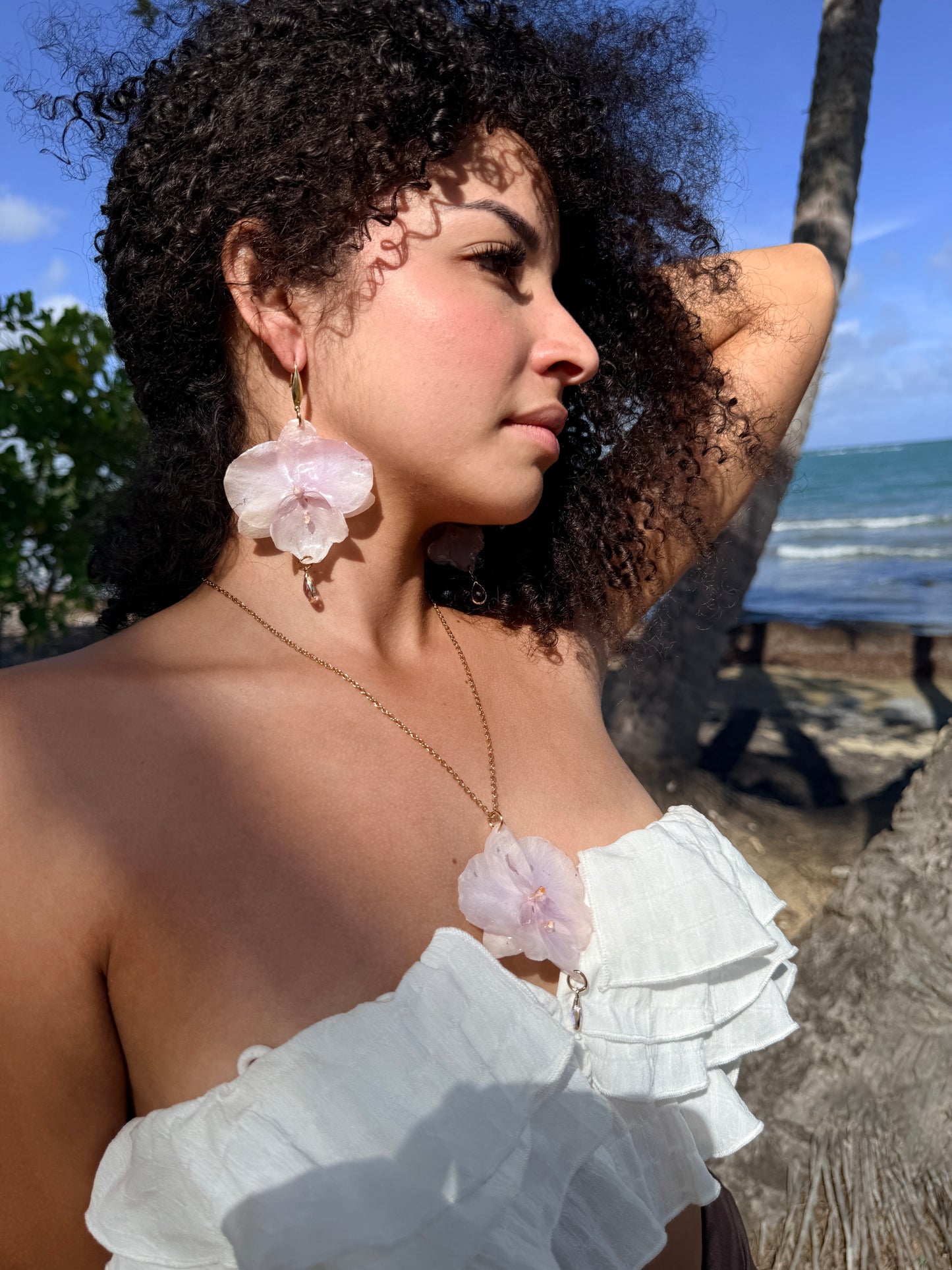Purple Phalaenopsis earrings