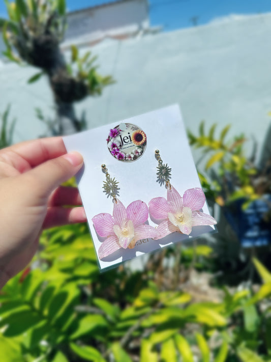 Dendrobium line Orchid earings