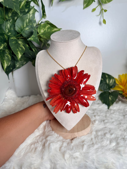 Crimson Gerbera Statement Necklace