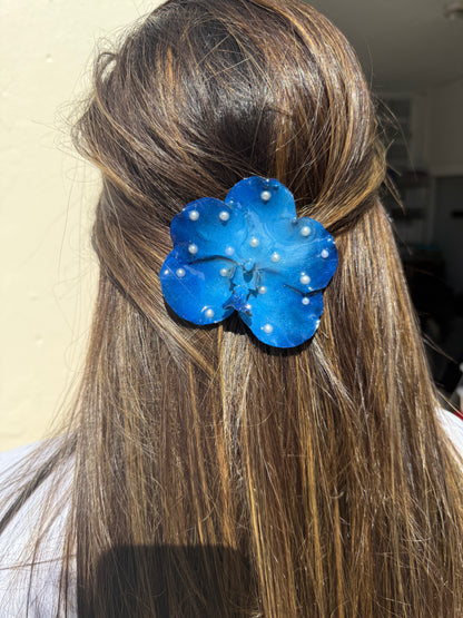 Blue banda Orchid Hair clip