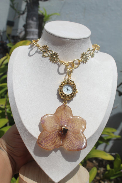 Orchid necklace clock