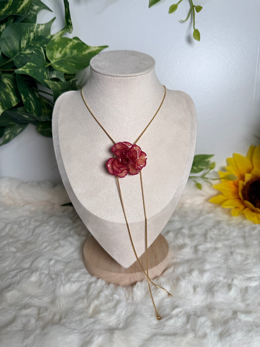 Crimson Petal – Lariat Carnation Necklace