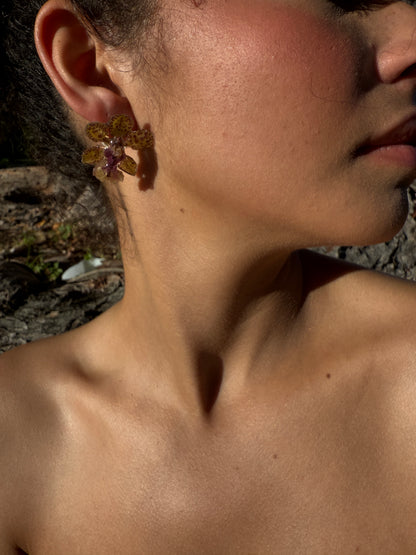 Extra baby animal print oncidium Orchid stud