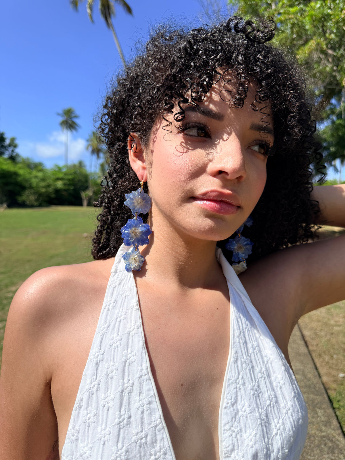 Blue Delphinium Cascade Earrings