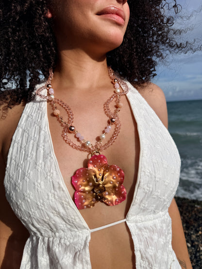 Golden Blush Orchid Necklace