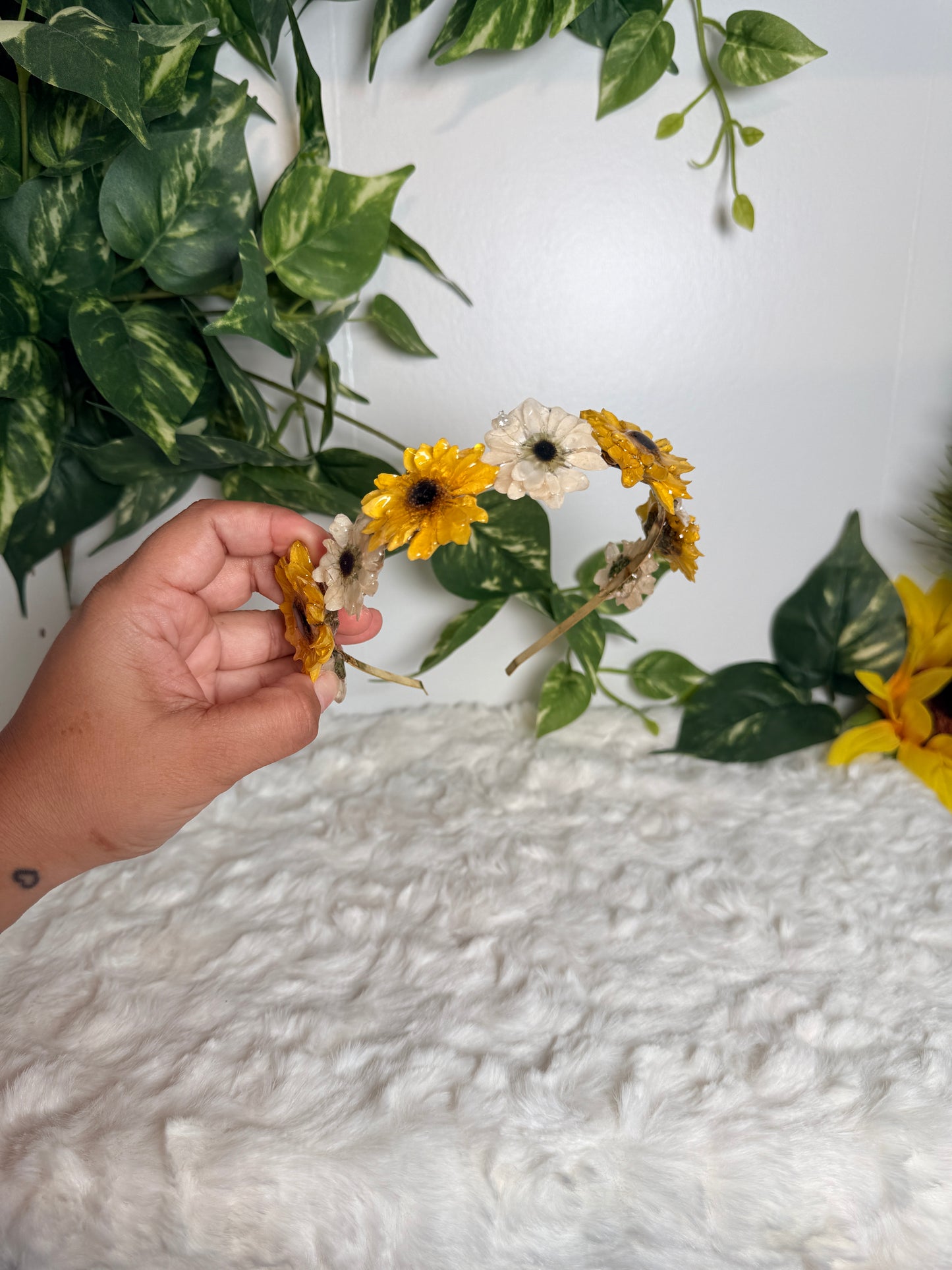 Sunflower & Daisy Meadow Crown