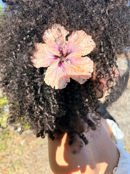 Peach/Pink amapola hair clip