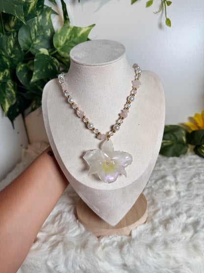Pearl Frozen Orchid Necklace