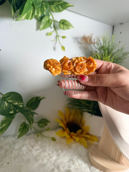 Golden Blush Mini Rose Crown Comb