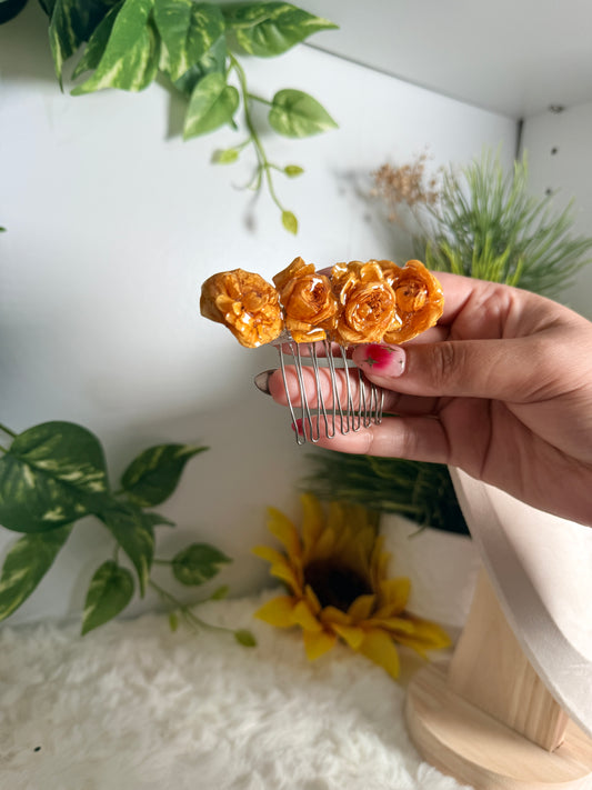 Golden Blush Mini Rose Crown Comb