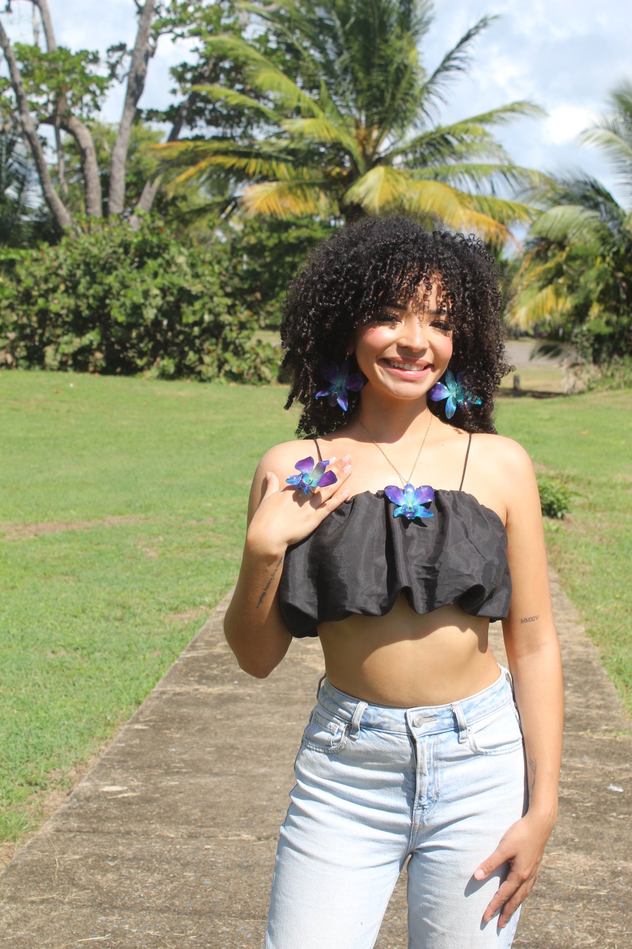 Blue Orchid floral Set