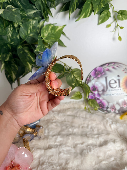 Azure Whisper Phalaenopsis Cuff Bracelet
