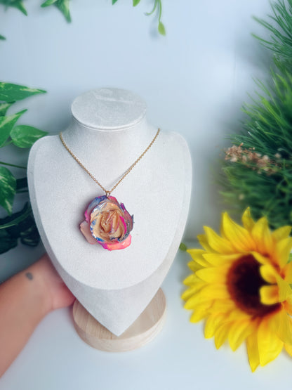 Colorful Rose Bloom Necklace
